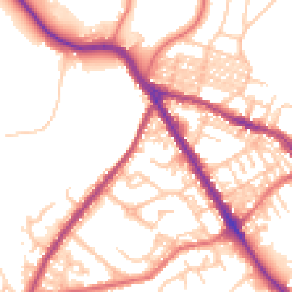 Daytime road noise heatmap for BL6 7FS