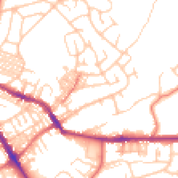 Daytime road noise heatmap for BL6 7HJ