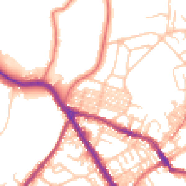 Daytime road noise heatmap for BL6 7JY