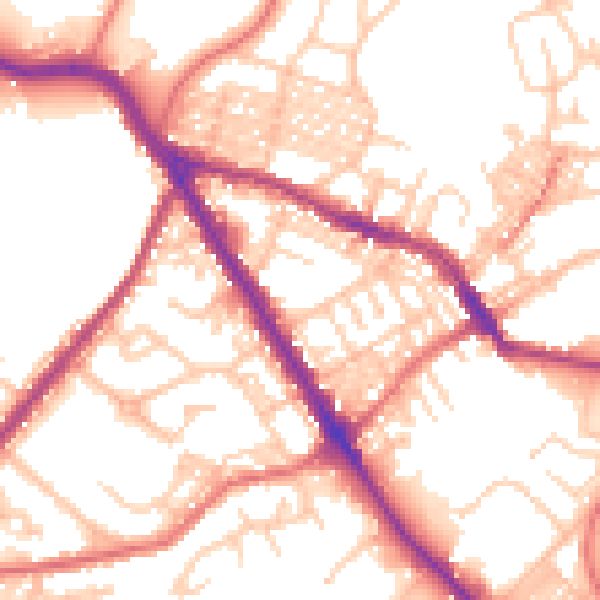 Daytime road noise heatmap for BL6 7TH