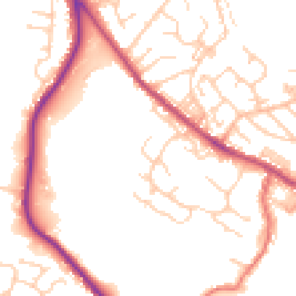 Daytime road noise heatmap for BL7 9HW