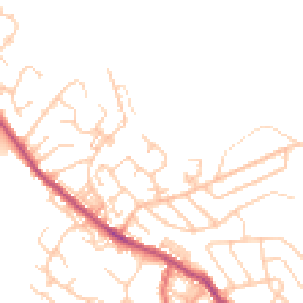 Daytime road noise heatmap for BL7 9NY