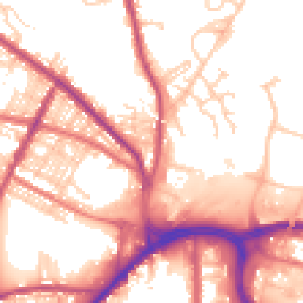 Daytime road noise heatmap for BL8 1AL