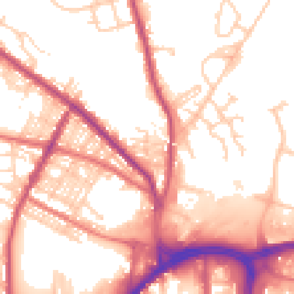 Daytime road noise heatmap for BL8 1AW