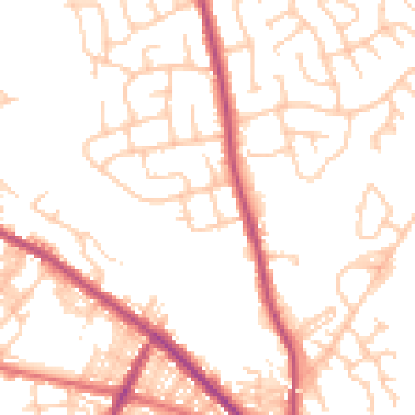Daytime road noise heatmap for BL8 1DU