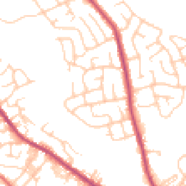Daytime road noise heatmap for BL8 1DZ