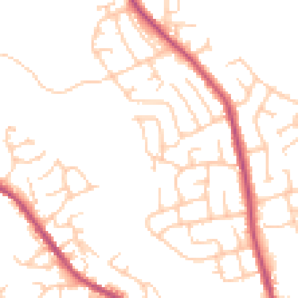 Daytime road noise heatmap for BL8 1ED
