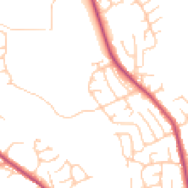 Daytime road noise heatmap for BL8 1JA