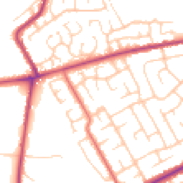 Daytime road noise heatmap for BL8 2TJ