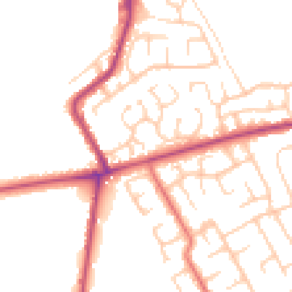 Daytime road noise heatmap for BL8 2UE