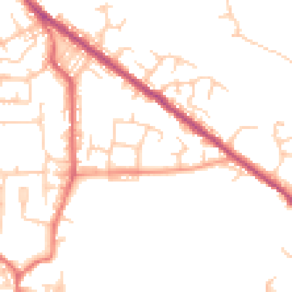 Daytime road noise heatmap for BL8 3EF