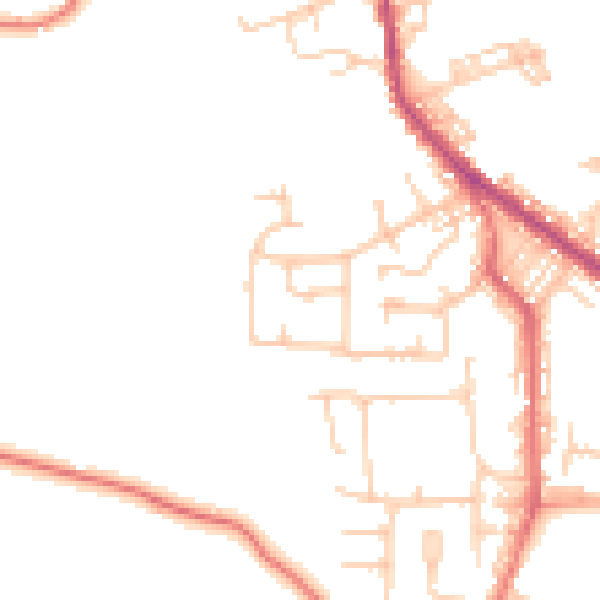 Daytime road noise heatmap for BL8 3HT