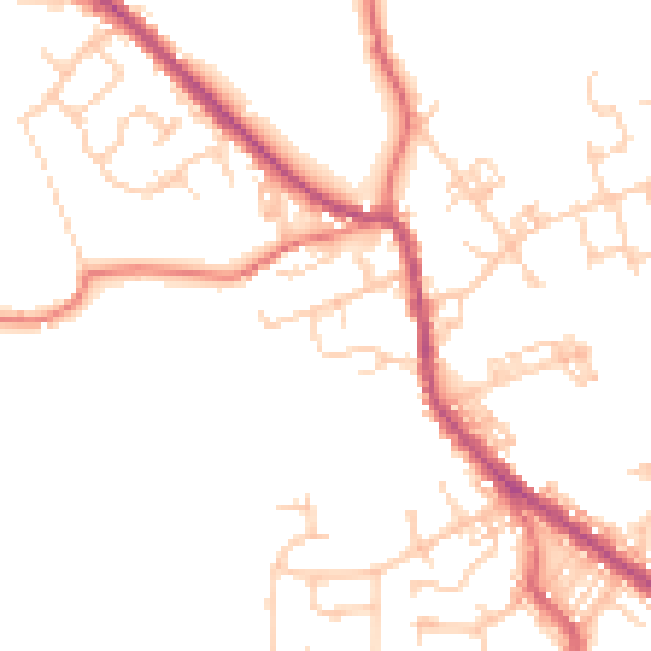 Daytime road noise heatmap for BL8 3SF