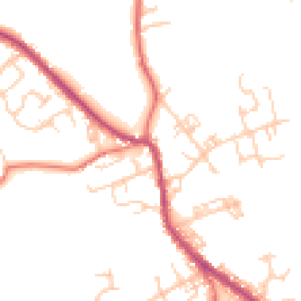 Daytime road noise heatmap for BL8 4AD