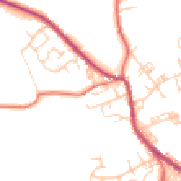 Daytime road noise heatmap for BL8 4AF