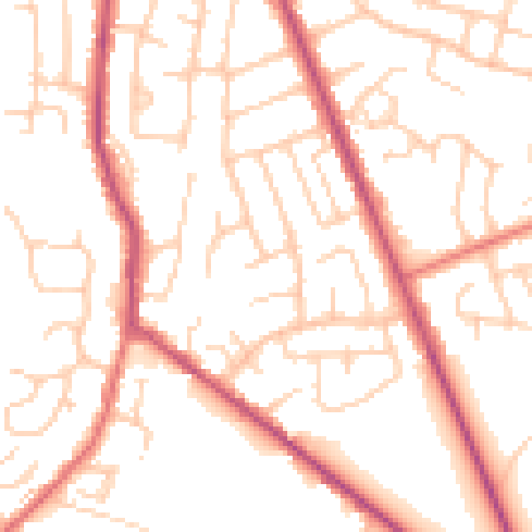 Daytime road noise heatmap for BL8 4DG