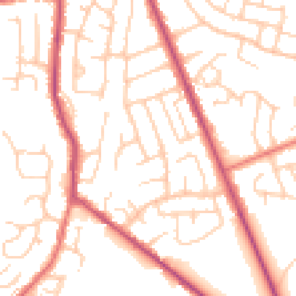 Daytime road noise heatmap for BL8 4DQ