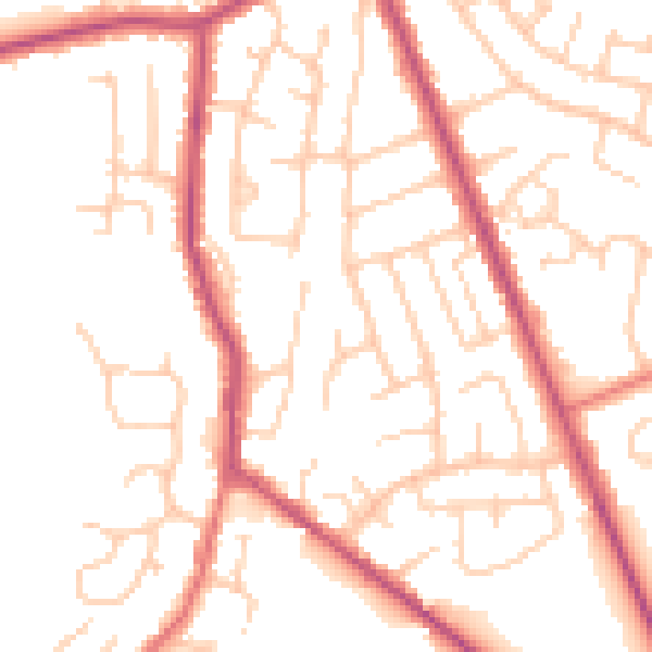 Daytime road noise heatmap for BL8 4EG