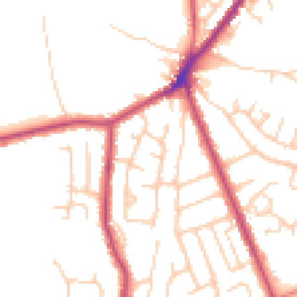Daytime road noise heatmap for BL8 4ER