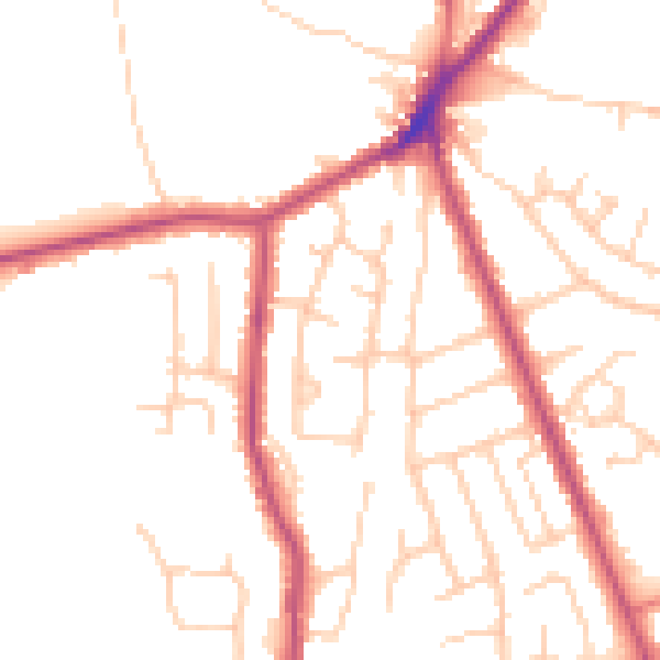 Daytime road noise heatmap for BL8 4EW