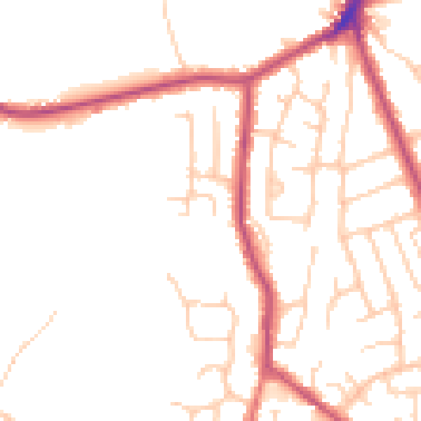 Daytime road noise heatmap for BL8 4HN