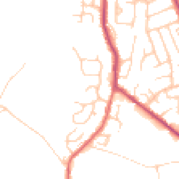 Daytime road noise heatmap for BL8 4QE