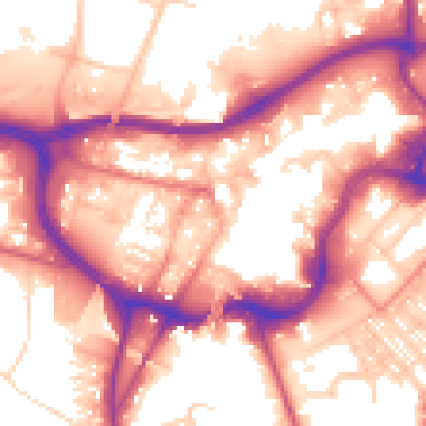 Daytime road noise heatmap for BL9 0AJ