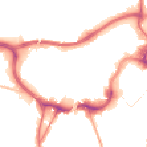 Night-time road noise heatmap for BL9 0AJ