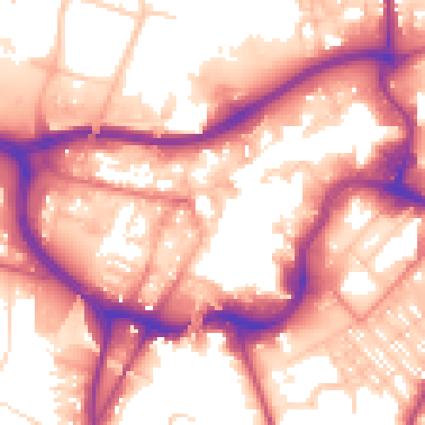 Daytime road noise heatmap for BL9 0AS