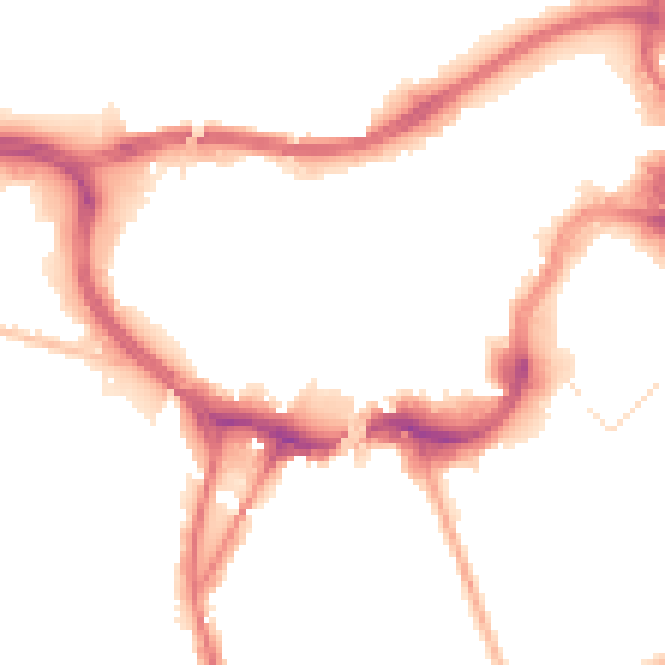Night-time road noise heatmap for BL9 0AY