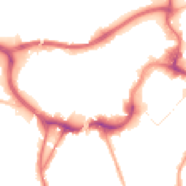 Night-time road noise heatmap for BL9 0BL