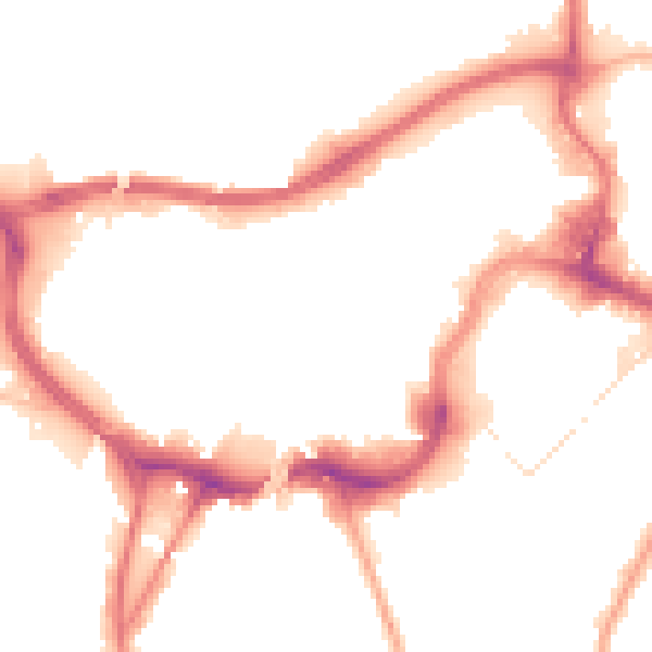 Night-time road noise heatmap for BL9 0BX