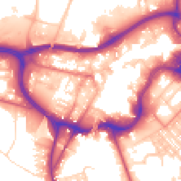 Daytime road noise heatmap for BL9 0DA