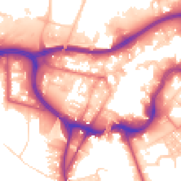 Daytime road noise heatmap for BL9 0DH