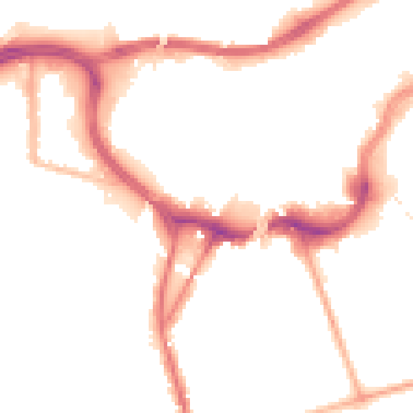 Night-time road noise heatmap for BL9 0DR