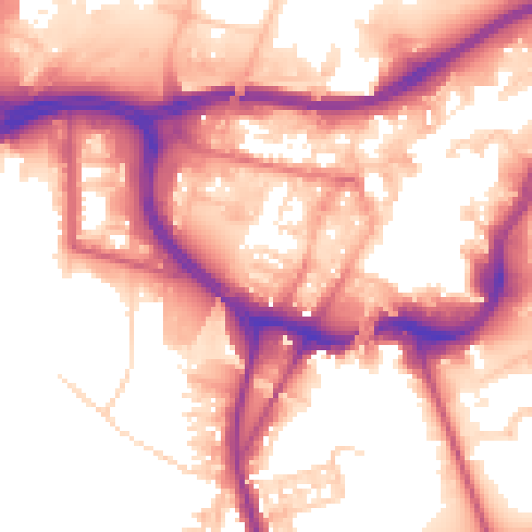 Daytime road noise heatmap for BL9 0DZ