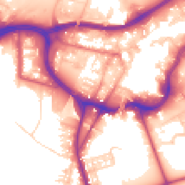 Daytime road noise heatmap for BL9 0ED