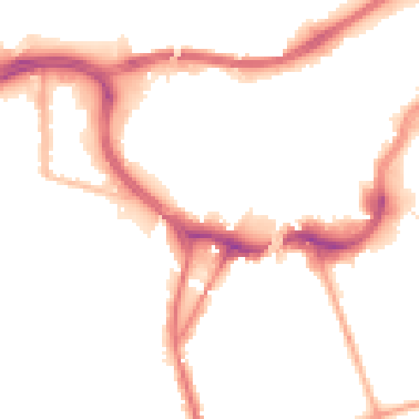 Night-time road noise heatmap for BL9 0ED