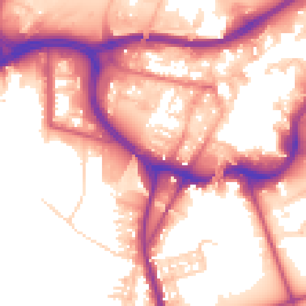 Daytime road noise heatmap for BL9 0EG