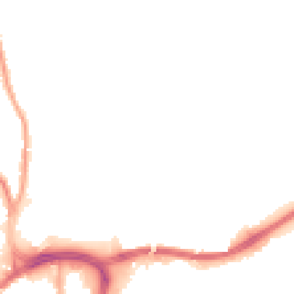 Night-time road noise heatmap for BL9 0ES