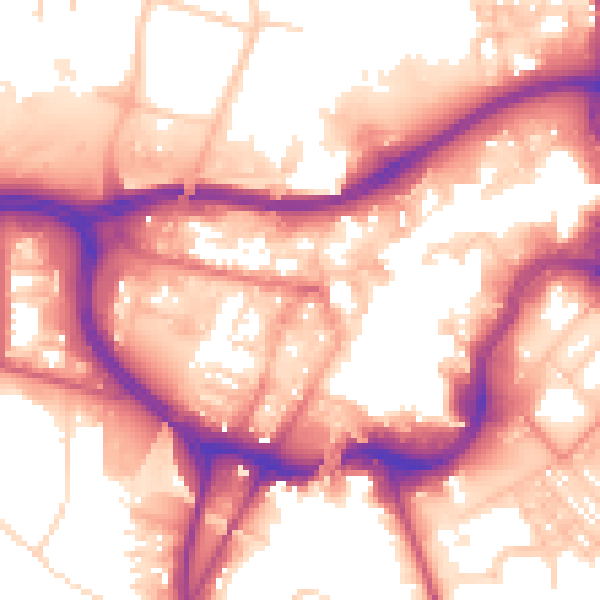 Daytime road noise heatmap for BL9 0EU