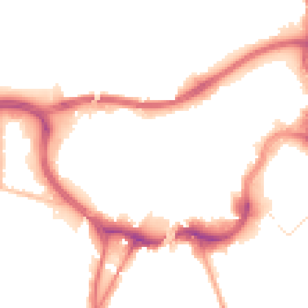 Night-time road noise heatmap for BL9 0EU