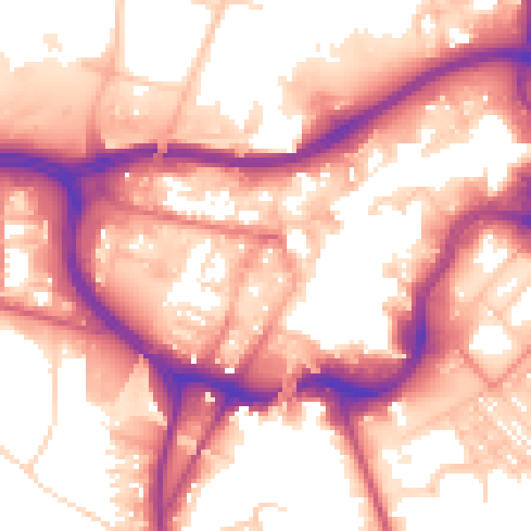 Daytime road noise heatmap for BL9 0EW