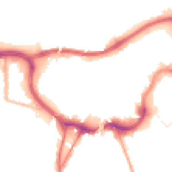 Night-time road noise heatmap for BL9 0EX