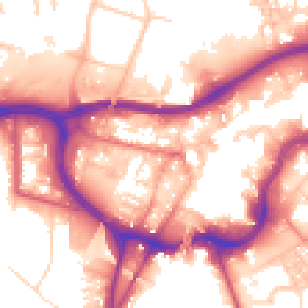 Daytime road noise heatmap for BL9 0EY