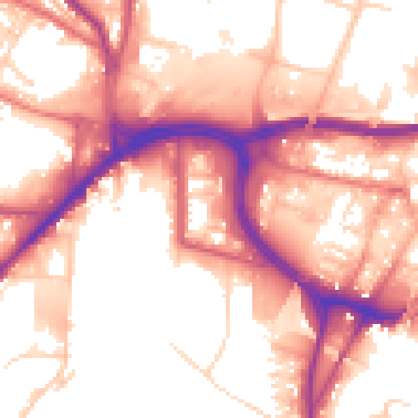 Daytime road noise heatmap for BL9 0GA