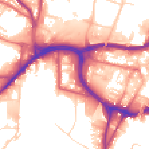 Daytime road noise heatmap for BL9 0GB