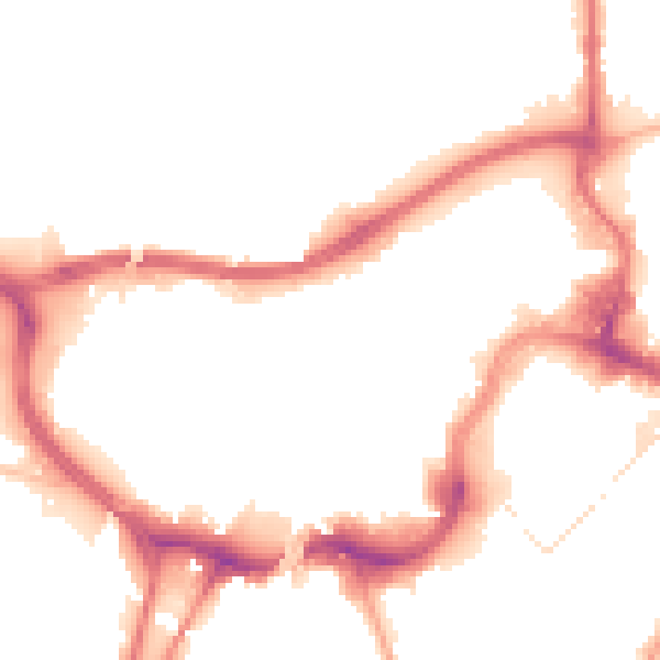 Night-time road noise heatmap for BL9 0GE