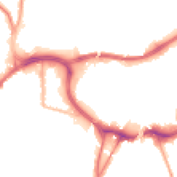 Night-time road noise heatmap for BL9 0HD