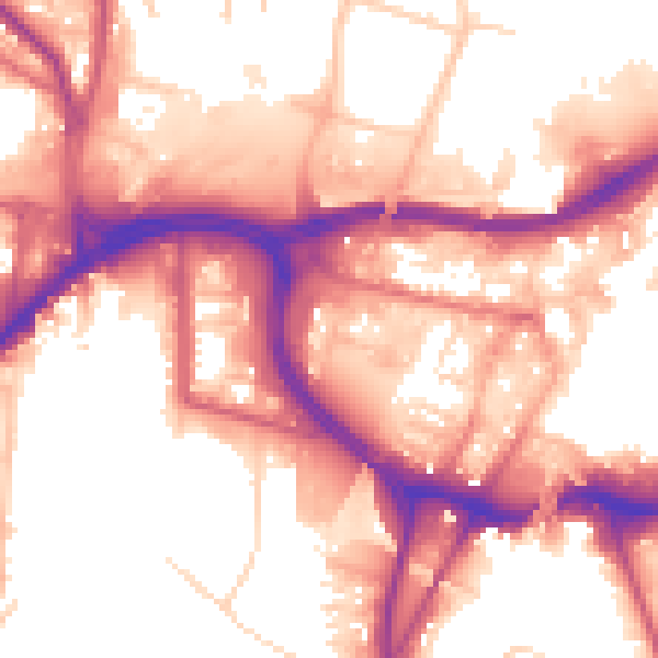 Daytime road noise heatmap for BL9 0HE